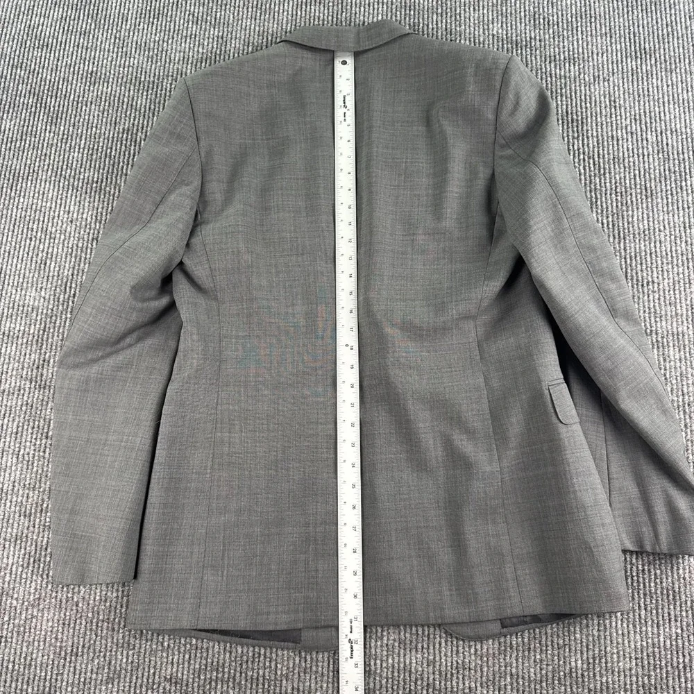 Gucci Suit Jacket 44L Gray Wool Blend Italy GG Lined Luxury Designer Blazer